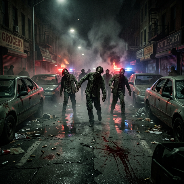 Jalanan Raccoon City saat wabah